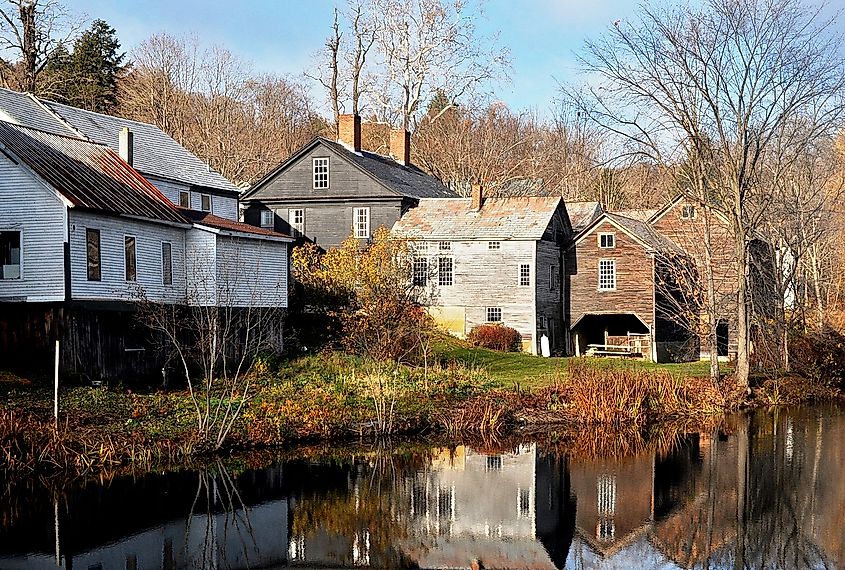 Sacketts Brook River in the center of Putney, Vermont.