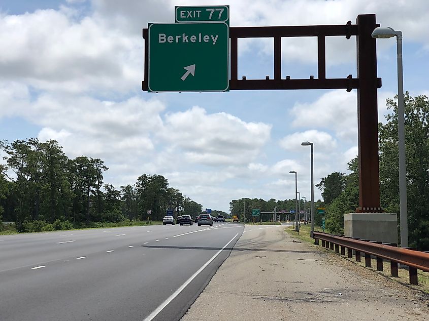 The southbound Garden State Parkway in Berkeley Township. 