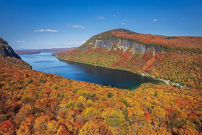 Fall colors around Lake Willoughby, Vermont.