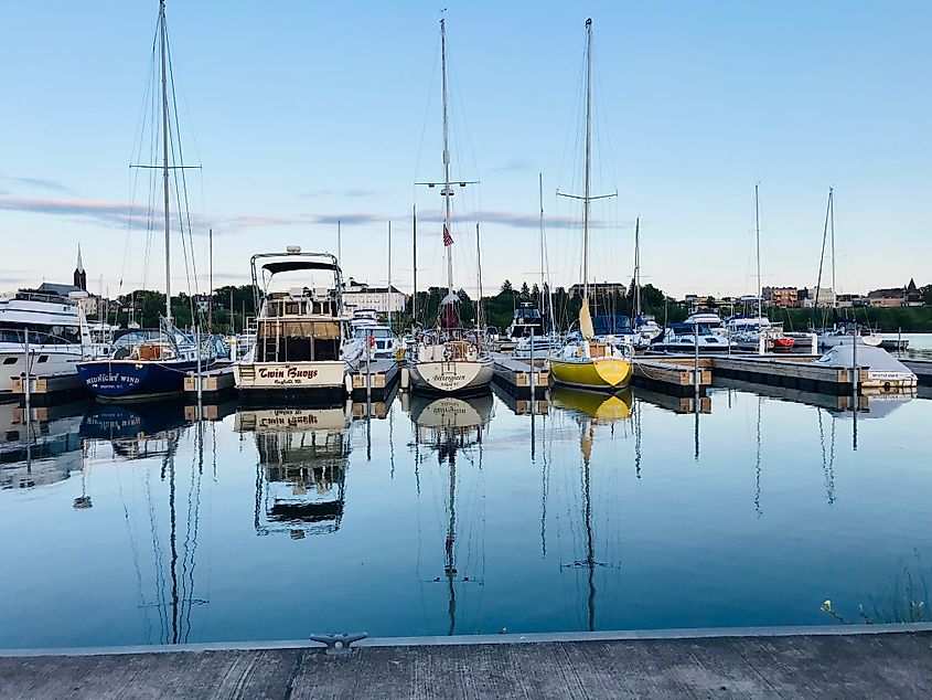 Boats Sitting in the Ashland harbor in Ashland, Wisconsin.