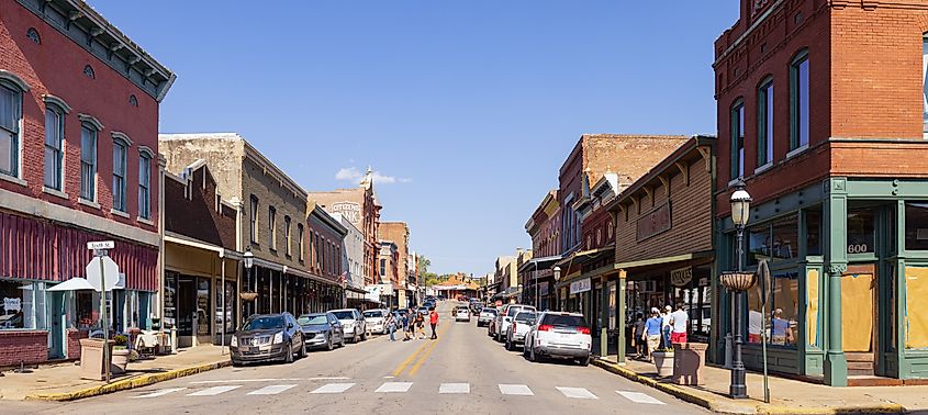 The old business district on Main Street in Van Buren, Arkansas. Editorial credit: Roberto Galan / Shutterstock.com