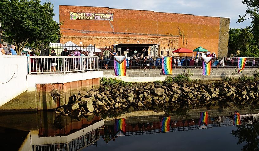 The Pride Fest and outdoor celebration by the Milton Theatre in Milton, Delaware.