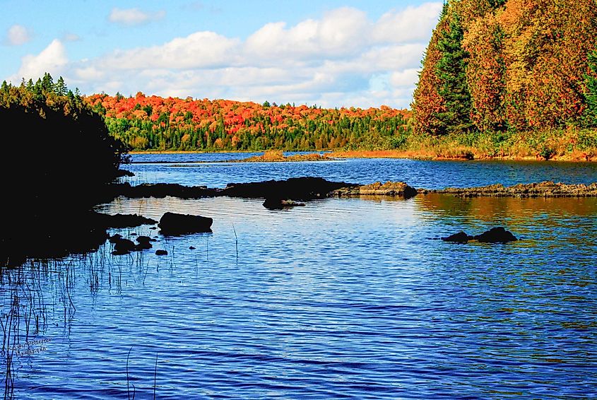 Fall colors in Fish River Falls, Maine.