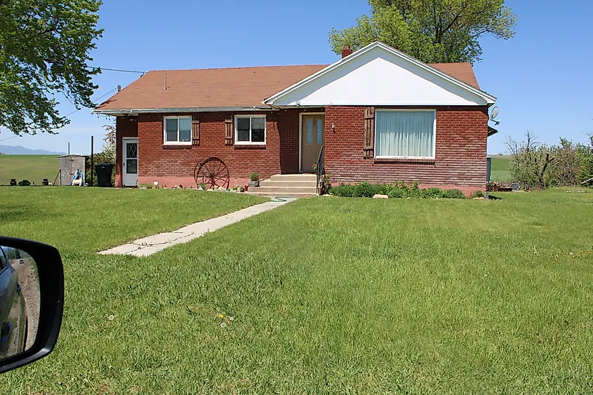 Napoleon Dynamite's house, located at 1447 East 800 North Road, Preston, Idaho.