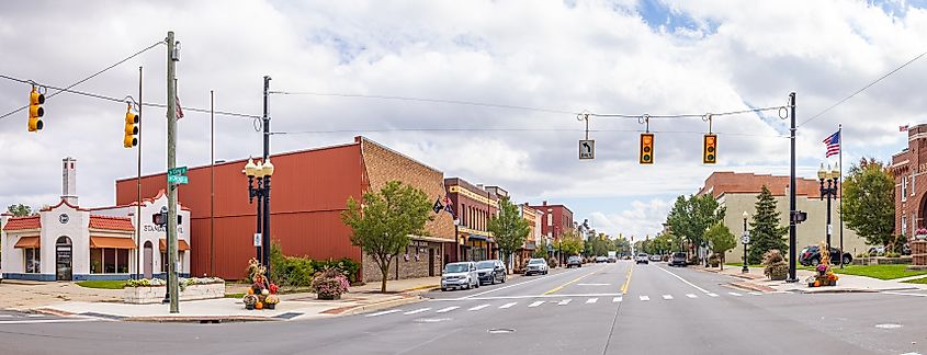 Historic downtown Coldwater, Michigan, as seen on Chicago Street.