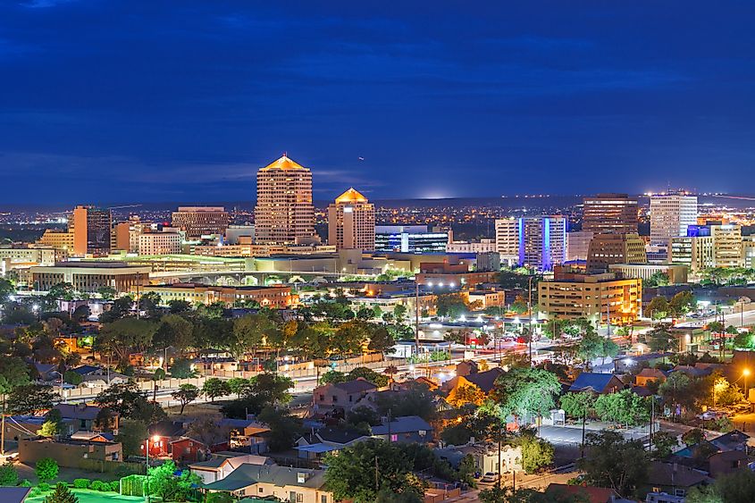 View of Albuquerque in New Mexico, known for its high crime rates.