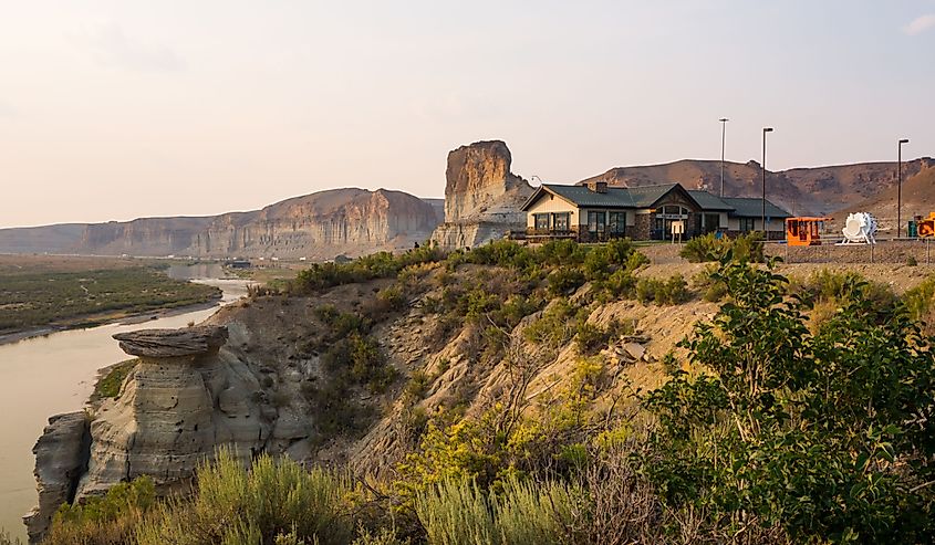 Green River and Visitor Center view at sunset