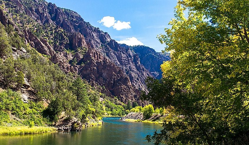 The Gunnison River flows through Black Canyon of the Gunnison National Park in Colorado