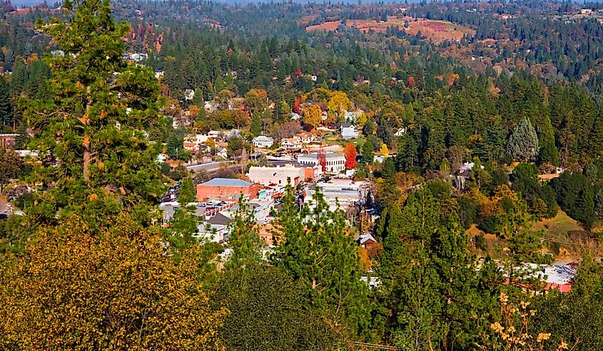 Aerial view of Placerville, California.