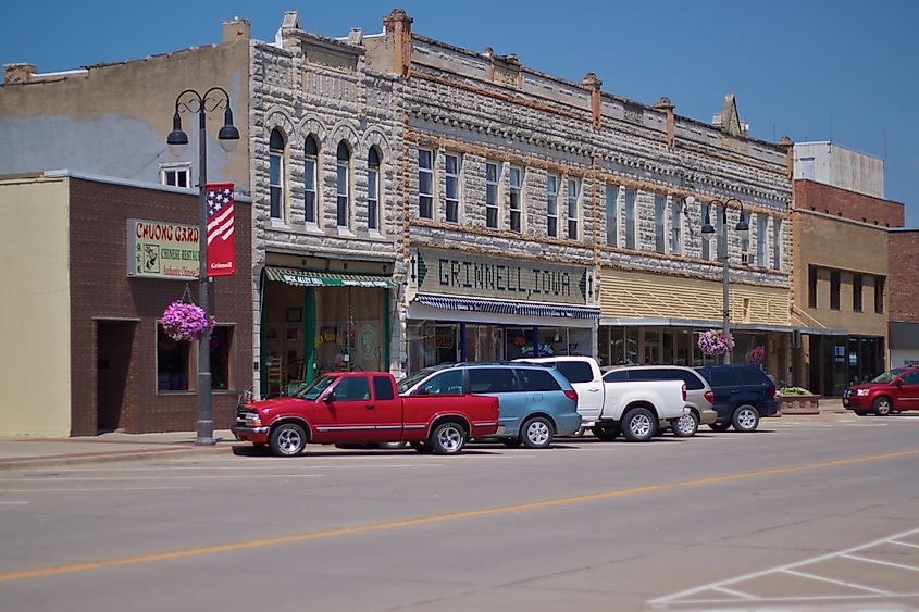 View of downtown Grinnell, Iowa.