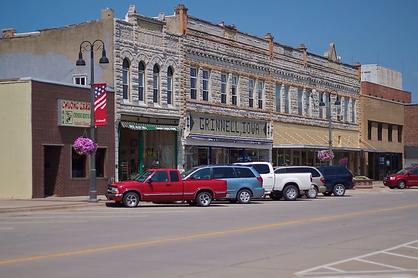 Downtown Grinnell, Iowa, USA.