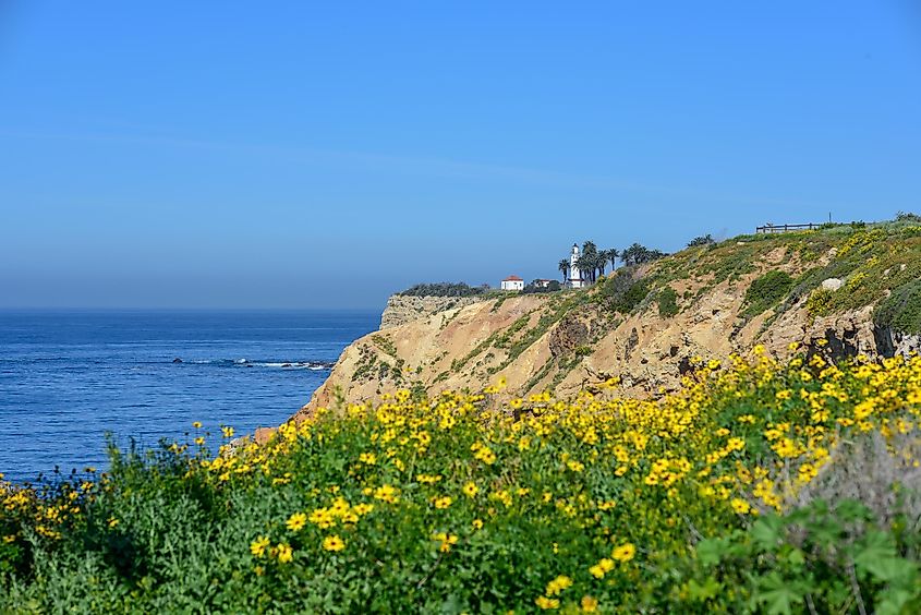 Cliffside ocean view in Palos Verdes Peninsula of Southern California.