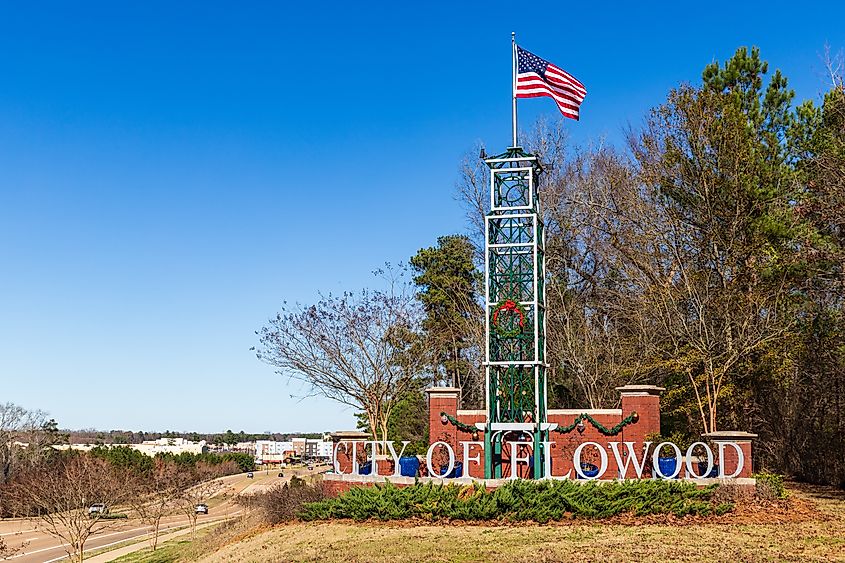 Welcome sign to Flowood, Mississippi