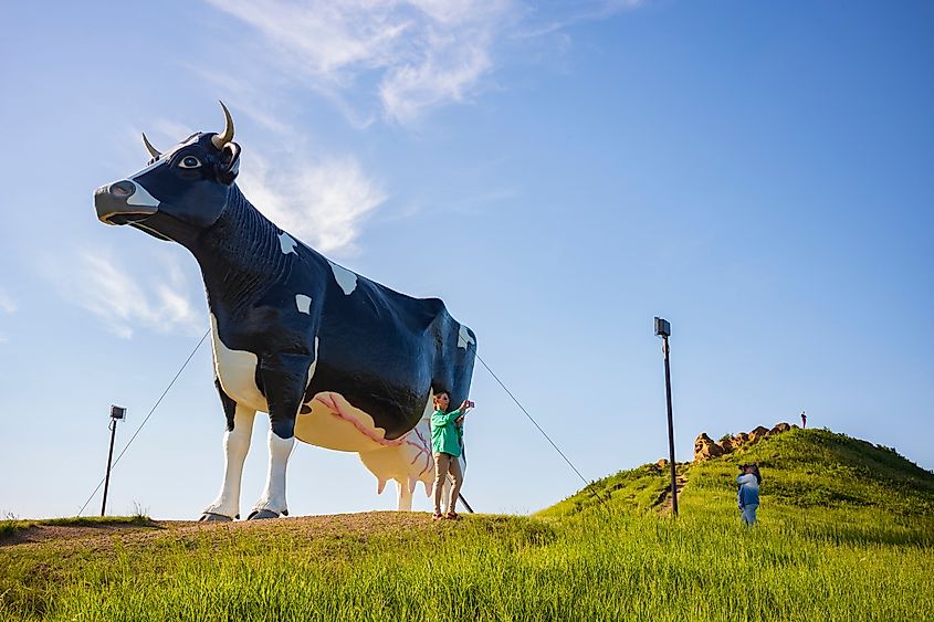 Salem Sue, the World's Largest Holstein Cow, was built in 1974 to honor local dairy farming industry. Editorial credit: JWCohen / Shutterstock.com