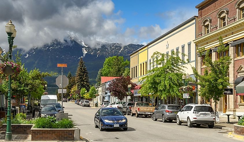 View of the downtown area of Revelstoke, BC.