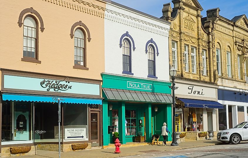 The business district in Chagrin Falls, Ohio