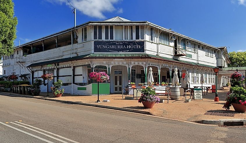 Timber-built Yungaburra Hotel in Yungaburra, Australia.