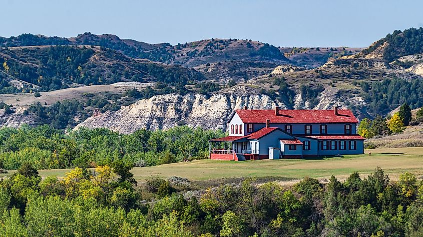 Historic Chateau de Mores and the North Dakota Badlands in Medora, North Dakota