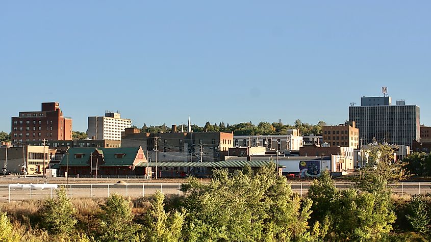 View of downtown Minot in North Dakota.