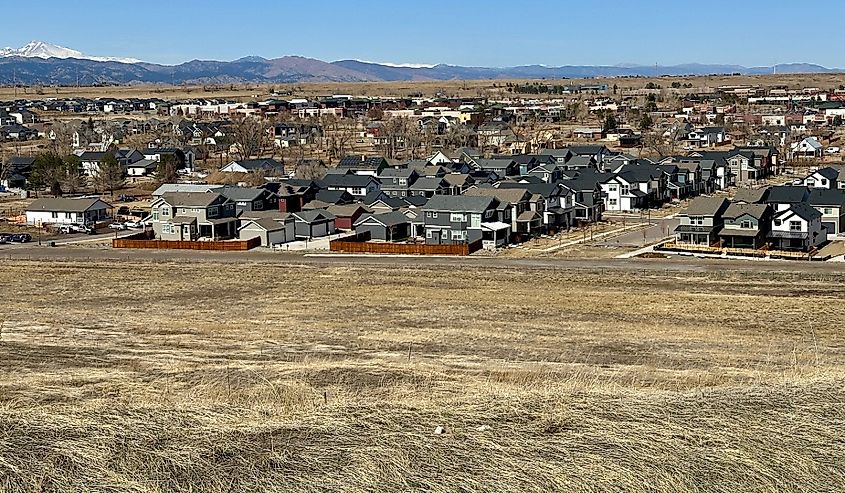 Grasslands and homes in Superior, Colorado.