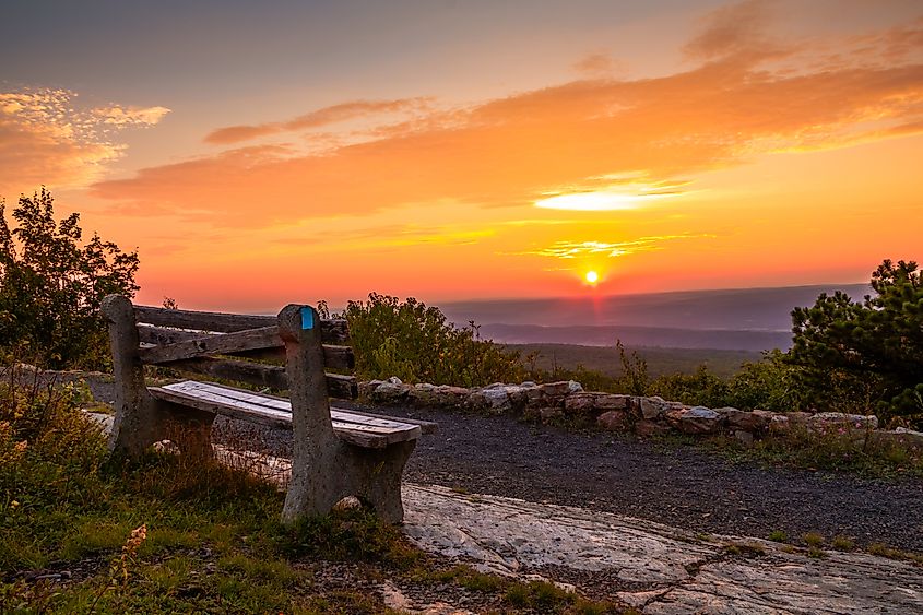 Serene sunset scene at High Point State Park, New Jersey.