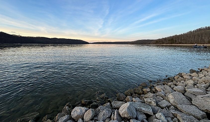 Sunset over Lake in Brookville, Indiana.