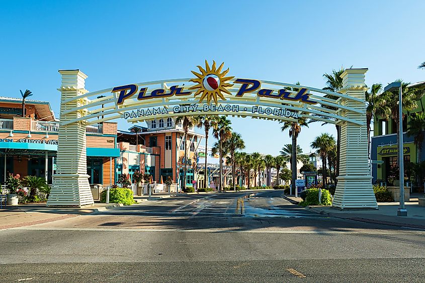 Pier Park is Panama City Beach’s premier shopping and entertainment destination located across the beach. Editorial credit: Fotoluminate LLC / Shutterstock.com