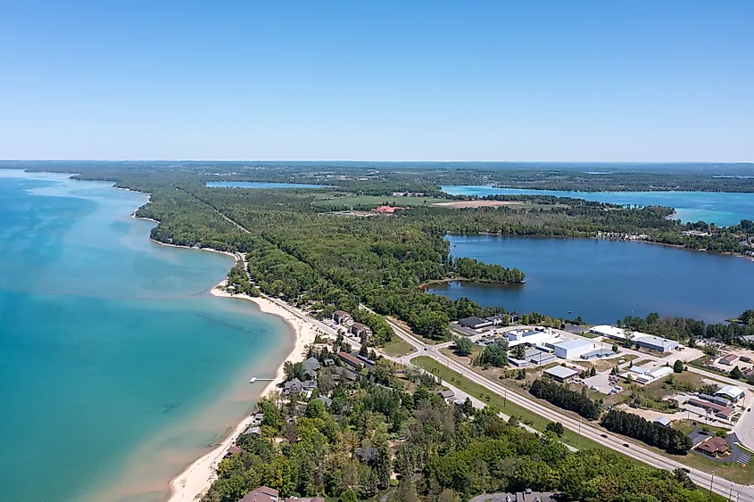 Aerial view of Lake Michigan.