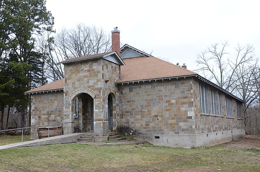 Ozone School in Arkansas, a historic building located in a rural area