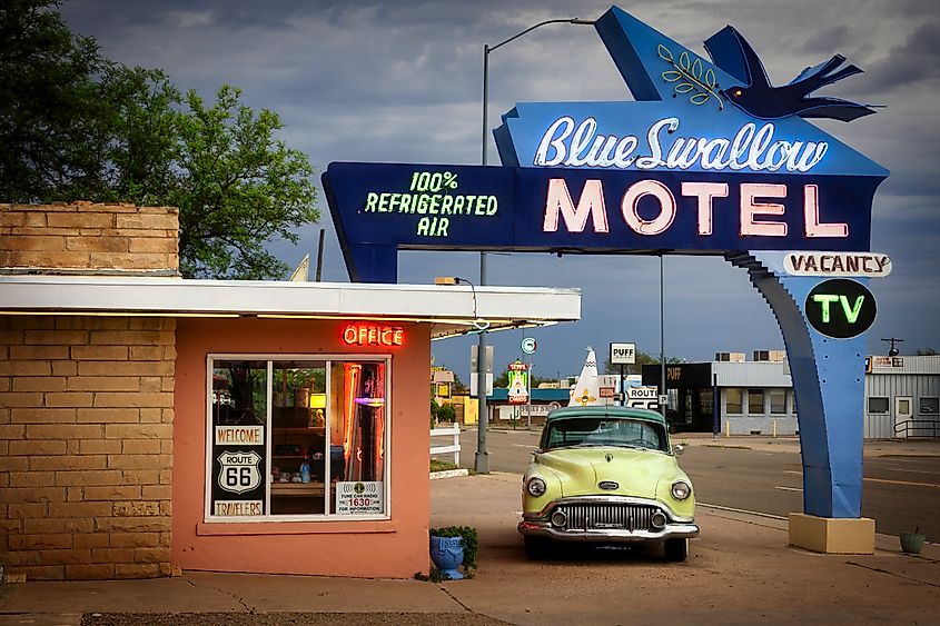 The Blue Swallow Motel in Tucumari, New Mexico.