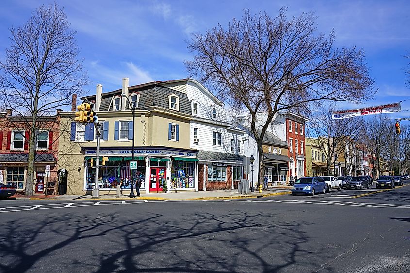 Downtown buildings in Haddonfield, New Jersey.