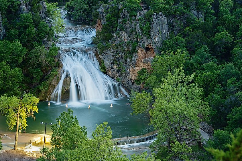 Top view of Turner waterfall in Oklahoma state, USA,