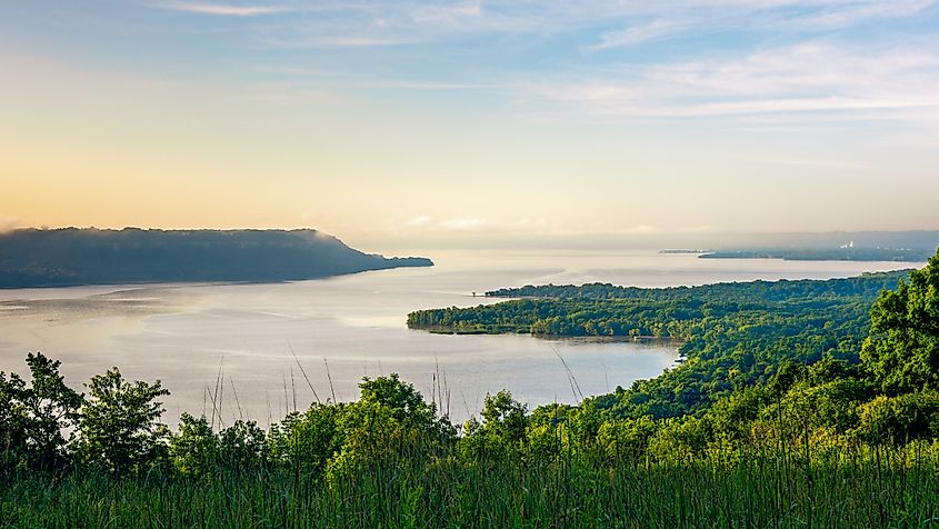 Aerial view of Lake Pepin in Minnesota.