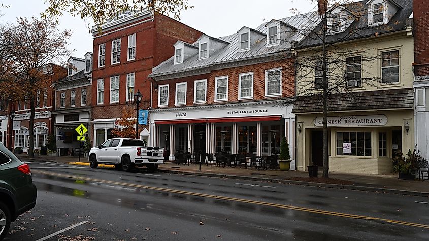 Buildings along Washington Street in Easton, Maryland.