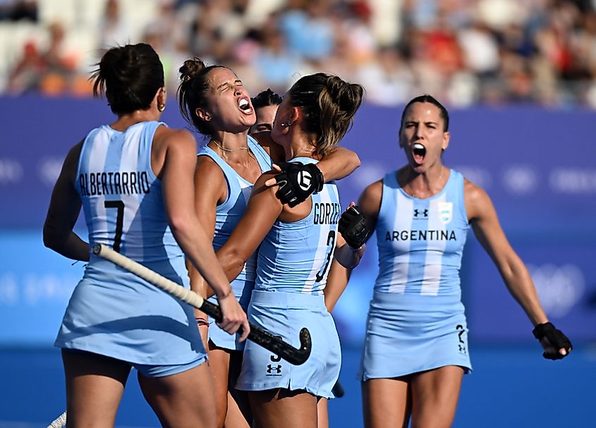 Argentina's national field hockey team at the Paris 2024 Olympics. Image by A.RICARDO via Shutterstock