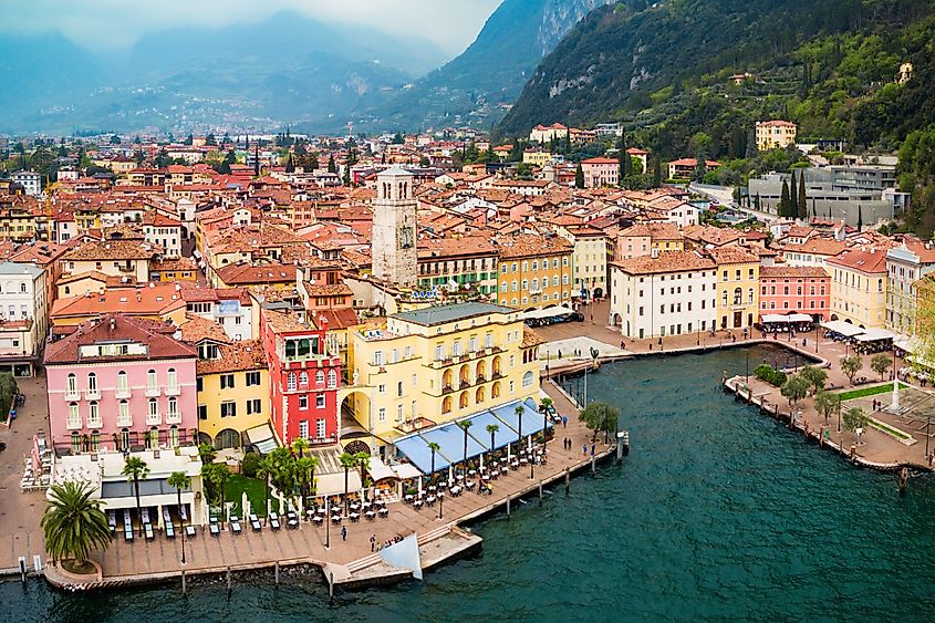 An aerial view of Riva del Garda, Italy.