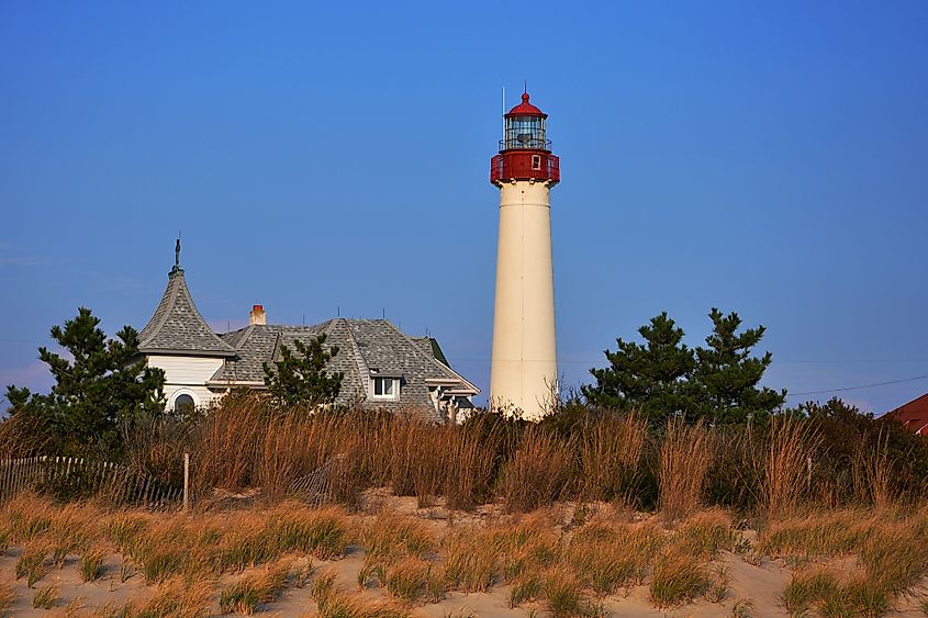 Cape May Point Lighthouse on a beautiful autumn day.