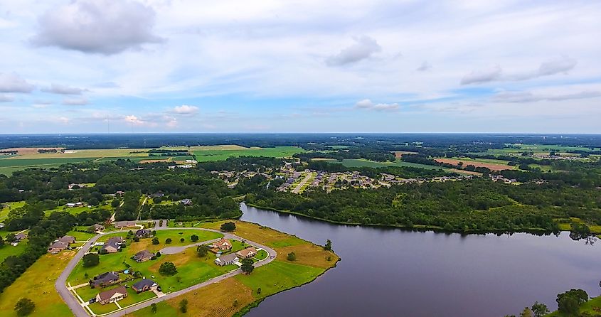 Aerial view of Loxley, Alabama.