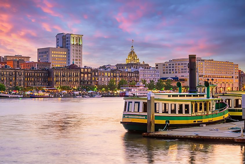 The waterfront along the Historic District of Savannah, Georgia