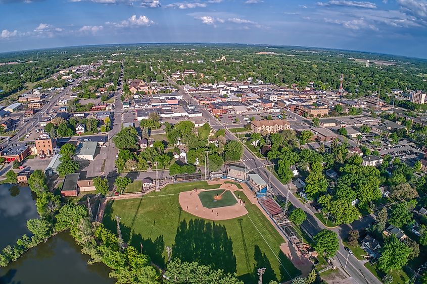 Aerial view of downtown Alexandria, Minnesota