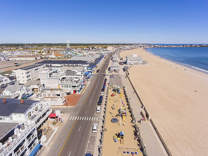 Aerial view of the beach in Hampton, New Hampshire.