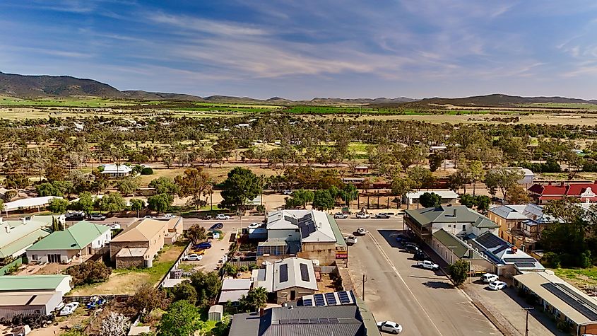 Quorn, South Australia - Aerial Drone View of Historic Outback Town.