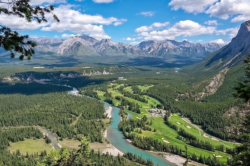 Aerial view of Bow river valley