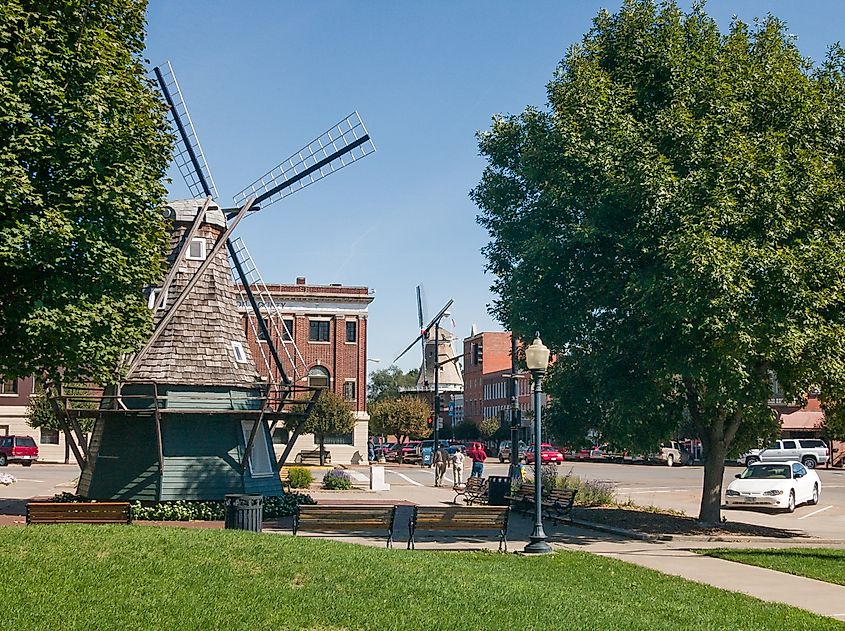Windmill at Dutch village Pella in Iowa, USA.