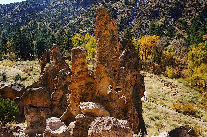 Indian caves and Pueblos at Bandelier National Monument New Mexico