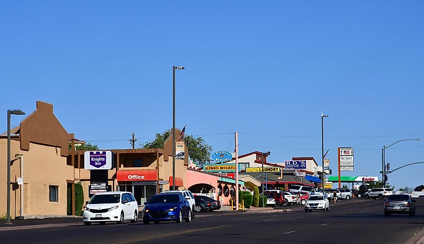 The vibrant downtown area of Page, Arizona