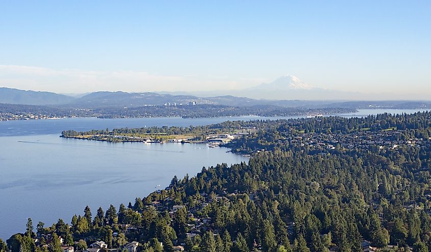 Aerial Kenmore, Washington, Lake Washington.