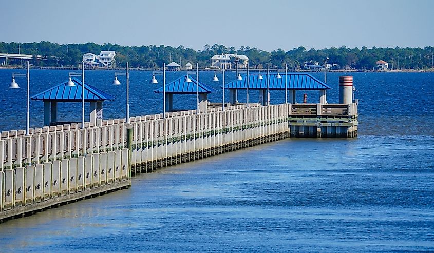 Pier in the bay at Bay of St. Louis, Mississippi