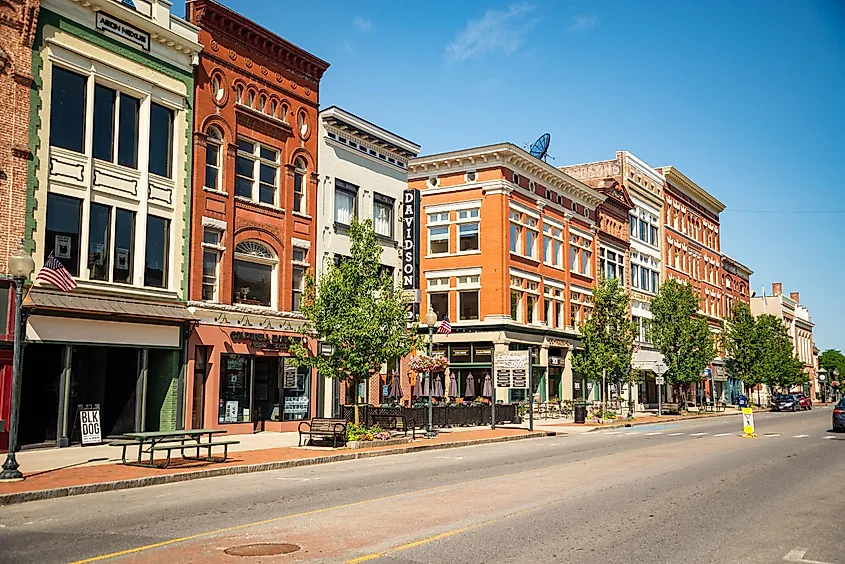 Exterior of brick building in the historical centre in Saratoga Springs, NY. Editorial credit: Enrico Della Pietra / Shutterstock.com