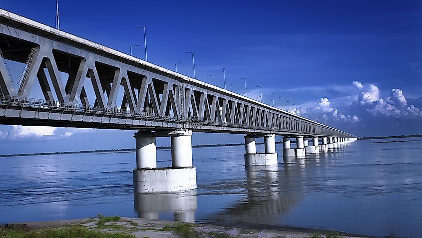 The Bogibeel Bridge supports road and rail movement across Assam as part of wider northeastern connectivity upgrades.